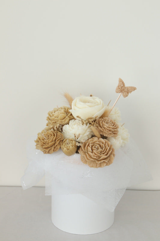 Mixed Flowers Bouquet - Beige and White