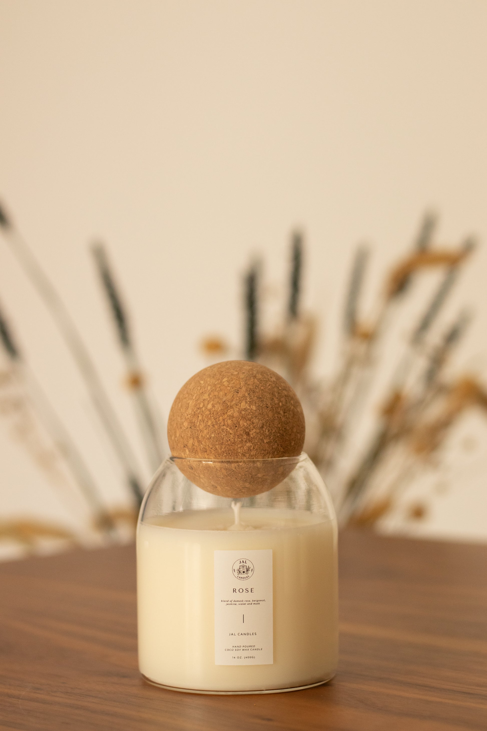 Rose candle 400g by JAL Candles, coconut soy wax, handmade vegan candle, Cyprus