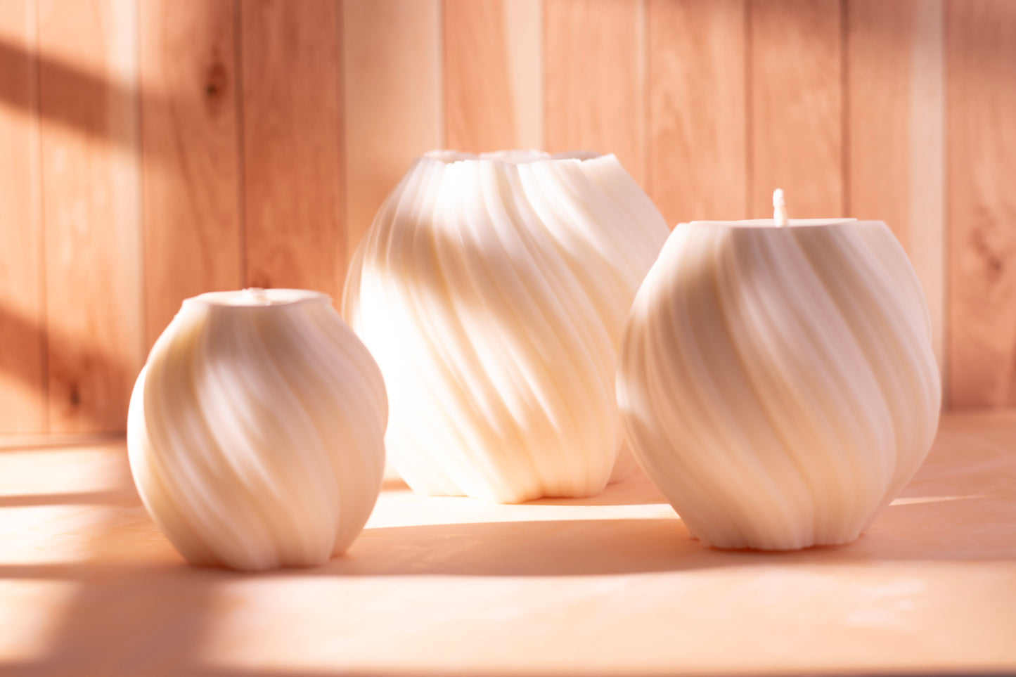 Whisper Trio – Sculpted Swirl Candle Set
