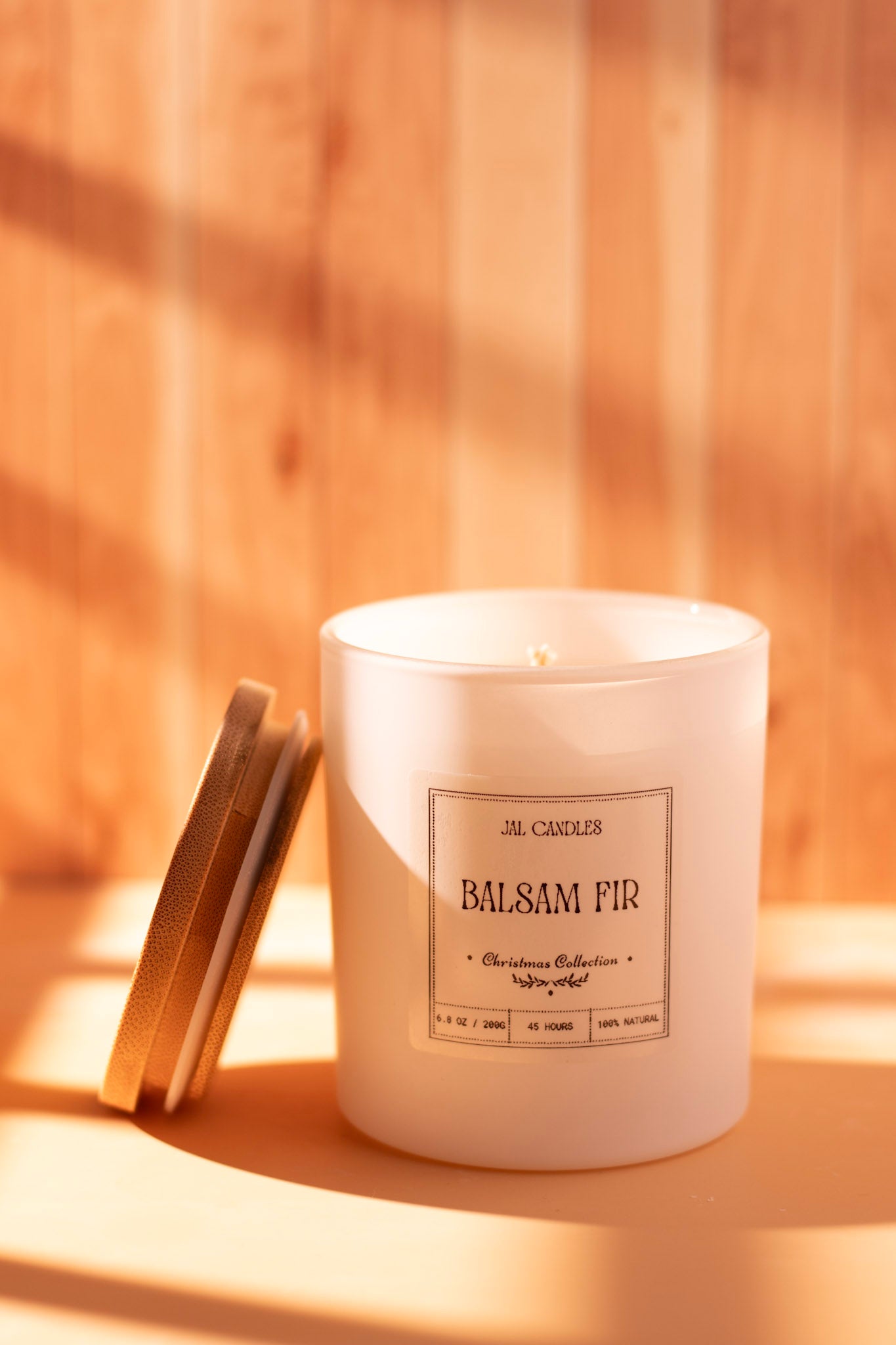 Balsam Fir handmade candle with cinnamon sticks decoration