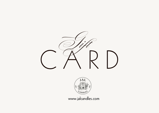 JAL Candles digital gift card design with logo on a white background, representing an elegant gifting option from Cyprus.