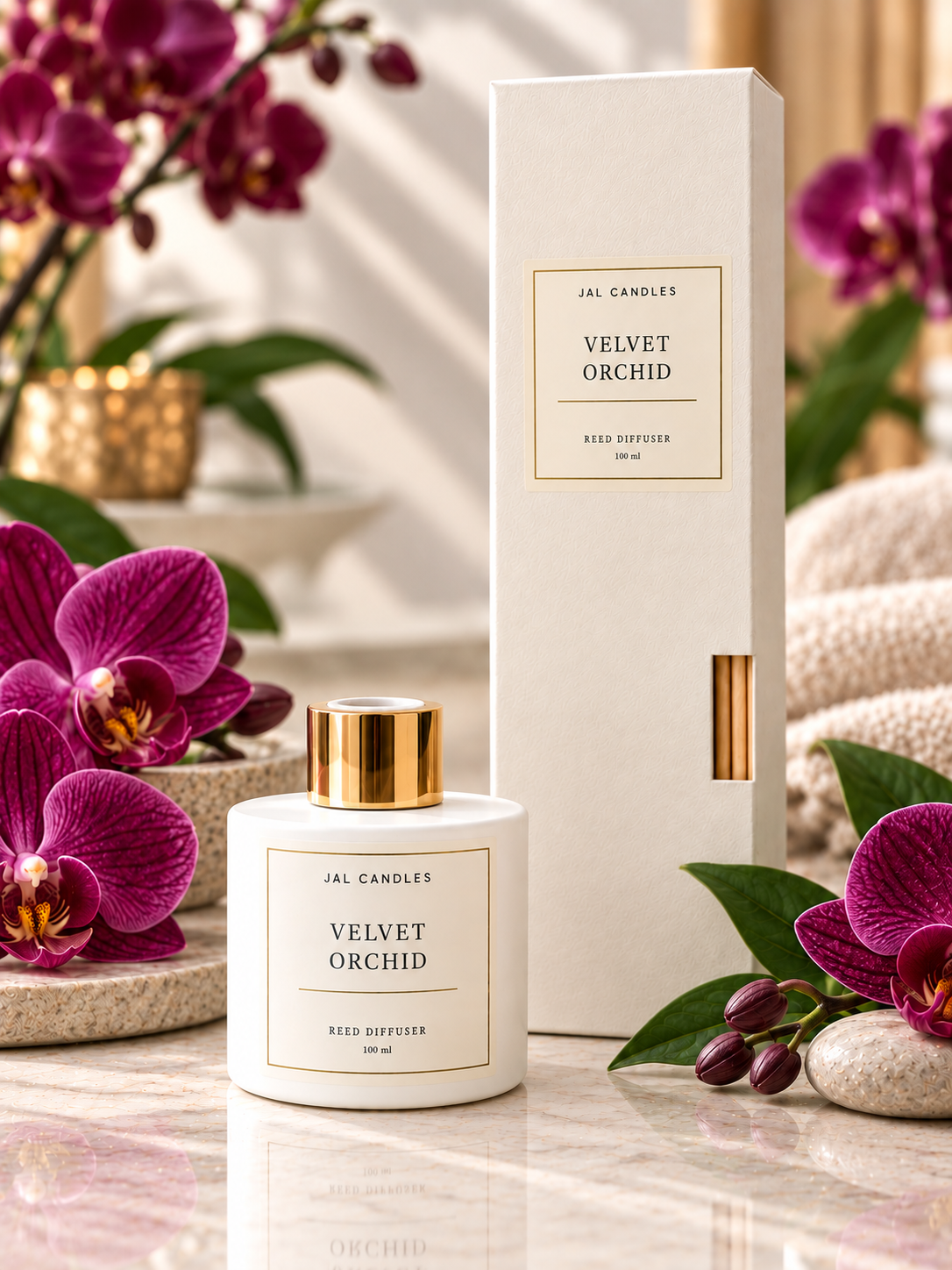 Velvet Orchid Reed Diffuser 100ml with gift box by JAL Candles Cyprus