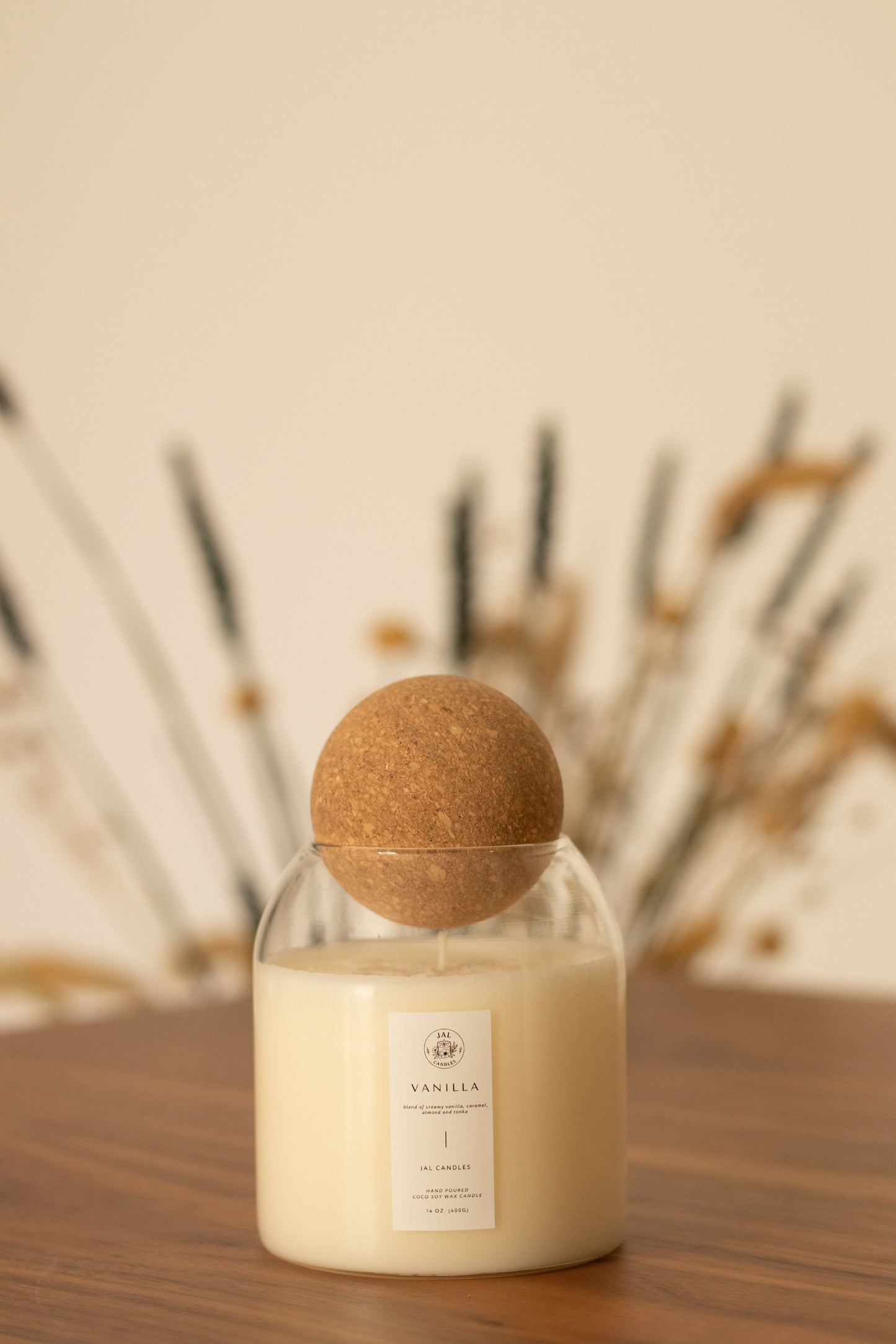 Vanilla candle 400g by JAL Candles, coconut soy wax, handmade vegan candle, Cyprus